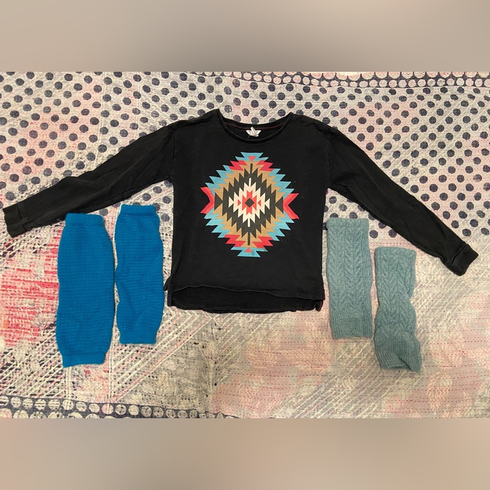 Forever 21 Black Kids Long Sleeve with Colorful Geometric Design.